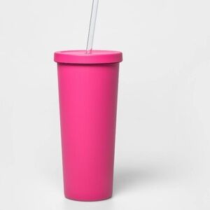 Sun Squad 20oz Stainless Steel Tumbler with Straw Pink
